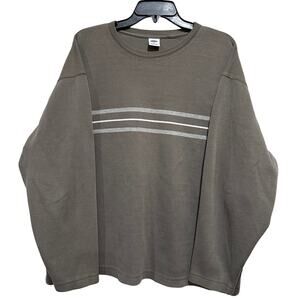 Old Navy Sweatshirt Men XL Olive Green Stripes Y2K Retro Vintage Preppy Casual